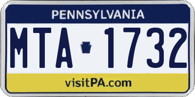 PA license plate MTA1732