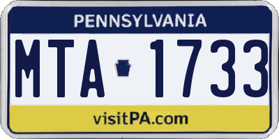 PA license plate MTA1733