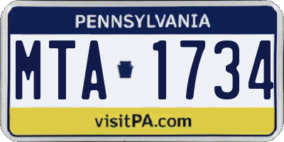 PA license plate MTA1734