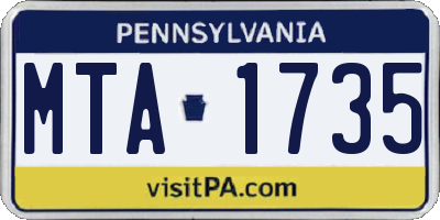 PA license plate MTA1735