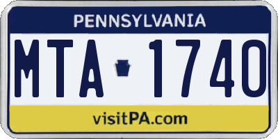 PA license plate MTA1740