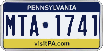 PA license plate MTA1741