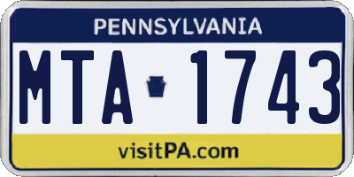 PA license plate MTA1743