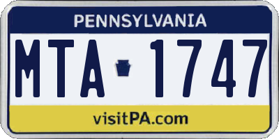 PA license plate MTA1747