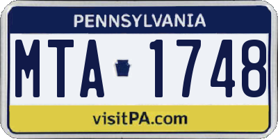 PA license plate MTA1748