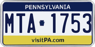 PA license plate MTA1753