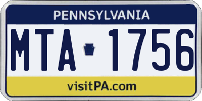 PA license plate MTA1756