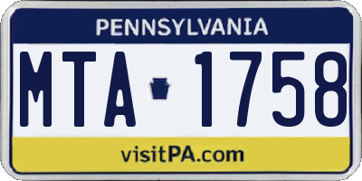 PA license plate MTA1758
