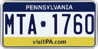 PA license plate MTA1760