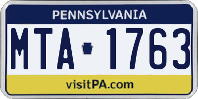 PA license plate MTA1763
