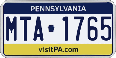 PA license plate MTA1765