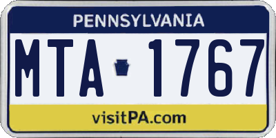 PA license plate MTA1767