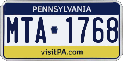 PA license plate MTA1768