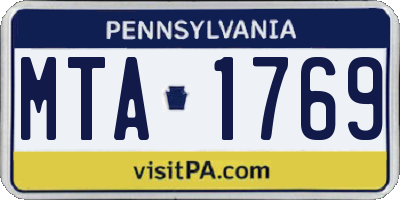 PA license plate MTA1769