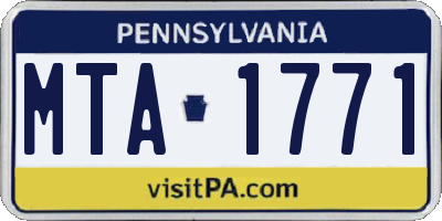 PA license plate MTA1771