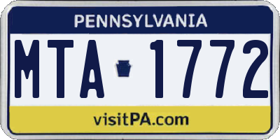 PA license plate MTA1772