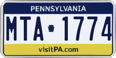 PA license plate MTA1774