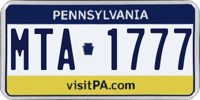 PA license plate MTA1777