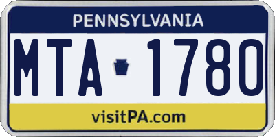 PA license plate MTA1780