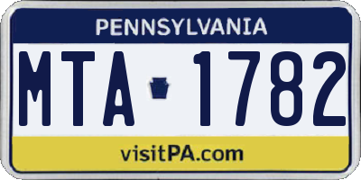PA license plate MTA1782