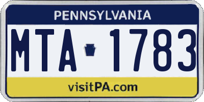 PA license plate MTA1783