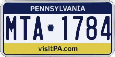 PA license plate MTA1784