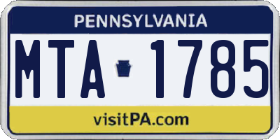 PA license plate MTA1785