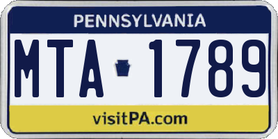 PA license plate MTA1789