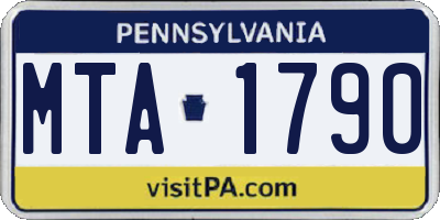 PA license plate MTA1790