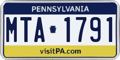 PA license plate MTA1791