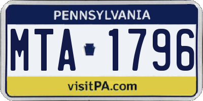 PA license plate MTA1796