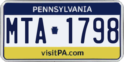 PA license plate MTA1798