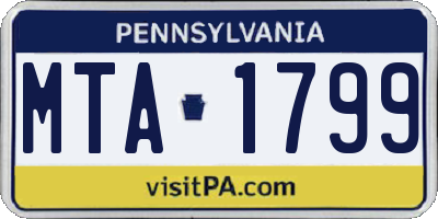 PA license plate MTA1799