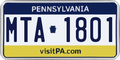 PA license plate MTA1801