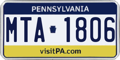 PA license plate MTA1806