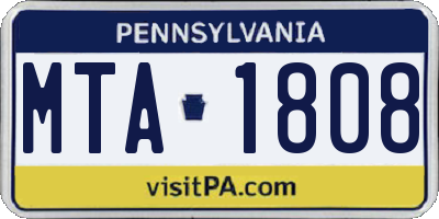 PA license plate MTA1808