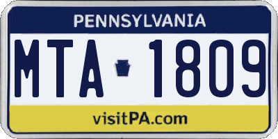 PA license plate MTA1809