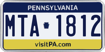 PA license plate MTA1812
