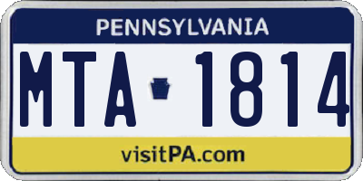 PA license plate MTA1814