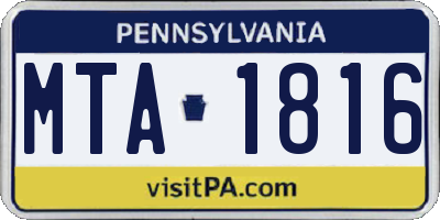 PA license plate MTA1816