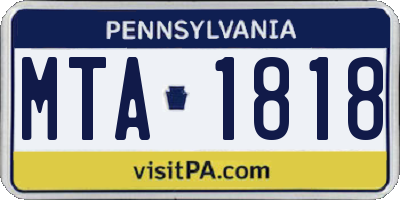 PA license plate MTA1818