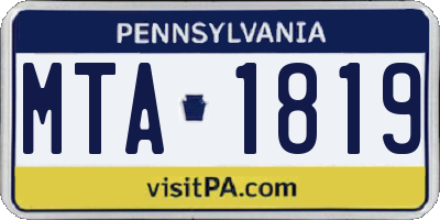 PA license plate MTA1819
