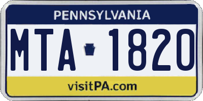 PA license plate MTA1820