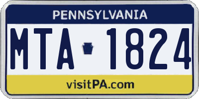 PA license plate MTA1824
