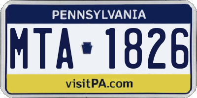 PA license plate MTA1826