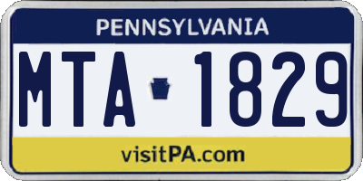 PA license plate MTA1829