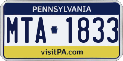 PA license plate MTA1833
