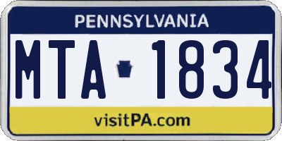 PA license plate MTA1834