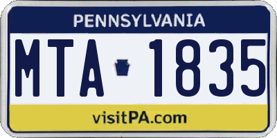 PA license plate MTA1835