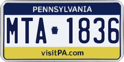 PA license plate MTA1836